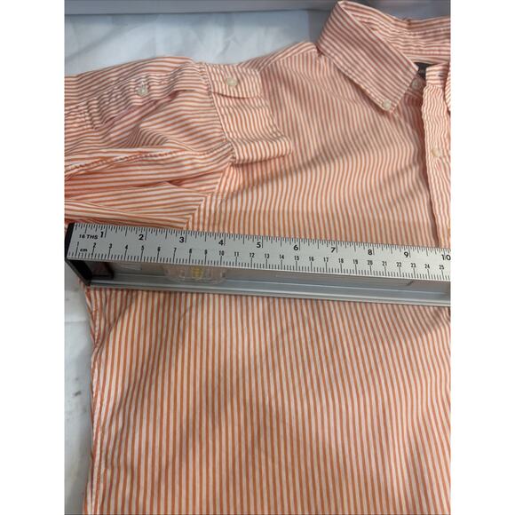 Ralph Lauren Shirt Orange White Striped Buttons Custom Fit Long Sleeve Men’s L - Picture 6 of 16